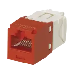 Conector Jack RJ45 Estilo TG Mini Com Categoría 6 de 8 posiciones y 8 cables Color Rojo|PANDUIT|Cables y Conectores