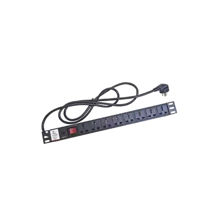 Protector de 120 Vca con 8 contactos de alimentación en color negro para aplicaciones en Rack