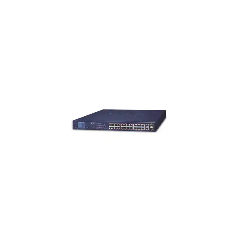 Switch No Administrable 24 Puertos PoE 10 100 802.3af at 2 Combo TP SFP Gigabit y Pantalla LCD para Monitoreo y Con