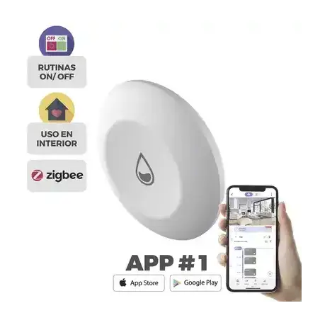 Sensor  _Inteligente para Detectar Fuga de Agua Inalámbrico   Requiere el Hub CS A3   Se Vincula Mediante Zigbee