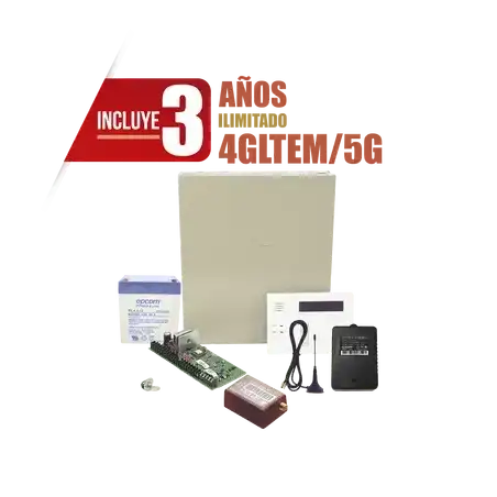 (3 Años 4GLTEM 5G ILIMITADO INCLUIDO)  Kit Vista48LA con comunicador 4GLTEM 5G MN01 Teclado Gabinete Batería y Trans