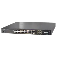 Switch administrable L2+ Stack de 24 puertos PoE+ 802.3at + 2 Puertos 10G SFP  440W